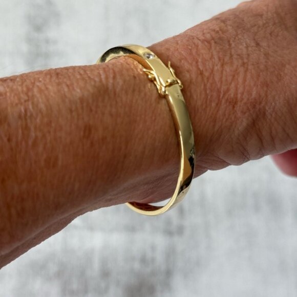 Rachel Zoe 925 Sterling Silver Gold Plated Bangle Bracelet w 5 CZ studs - Picture 12 of 16